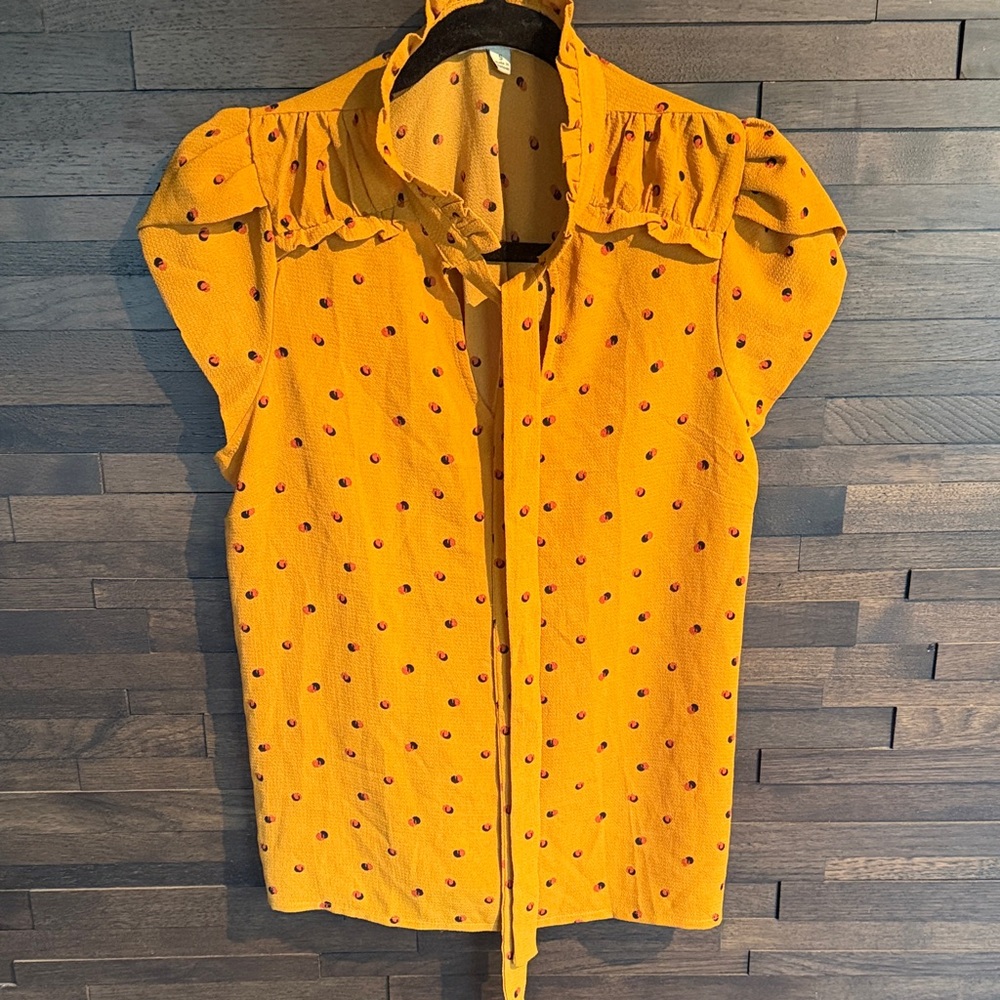 Haute Monde mustard/Yellow Polka Dot Women's Top